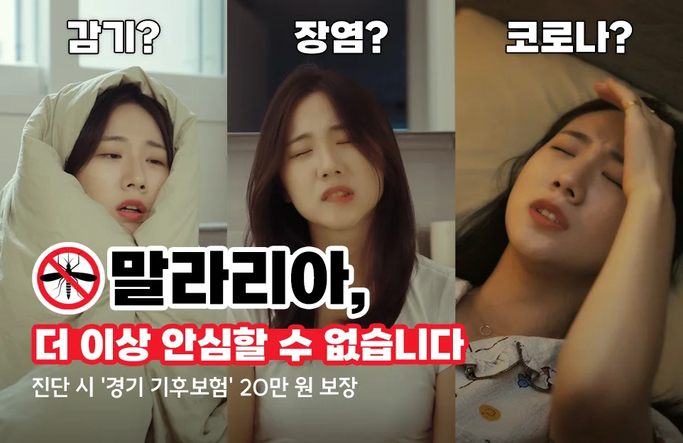 감기? 장염? 코로나?

말라리아,

더 이상 안심할 수 없습니다.

진단 시 '경기도 기후보험' 20만 원 보장