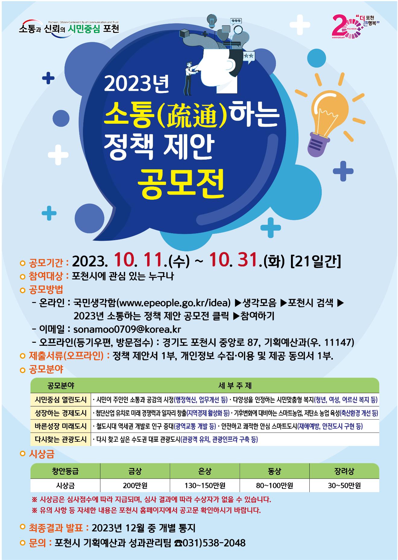 2023년 소통(疏通)하는 정책 제안 공모전
