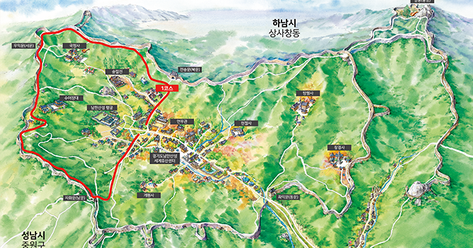 남한산성 탐방로 1코스 지도 이미지
