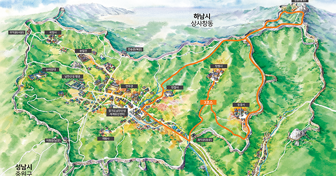 남한산성 탐방로 3코스 지도 이미지