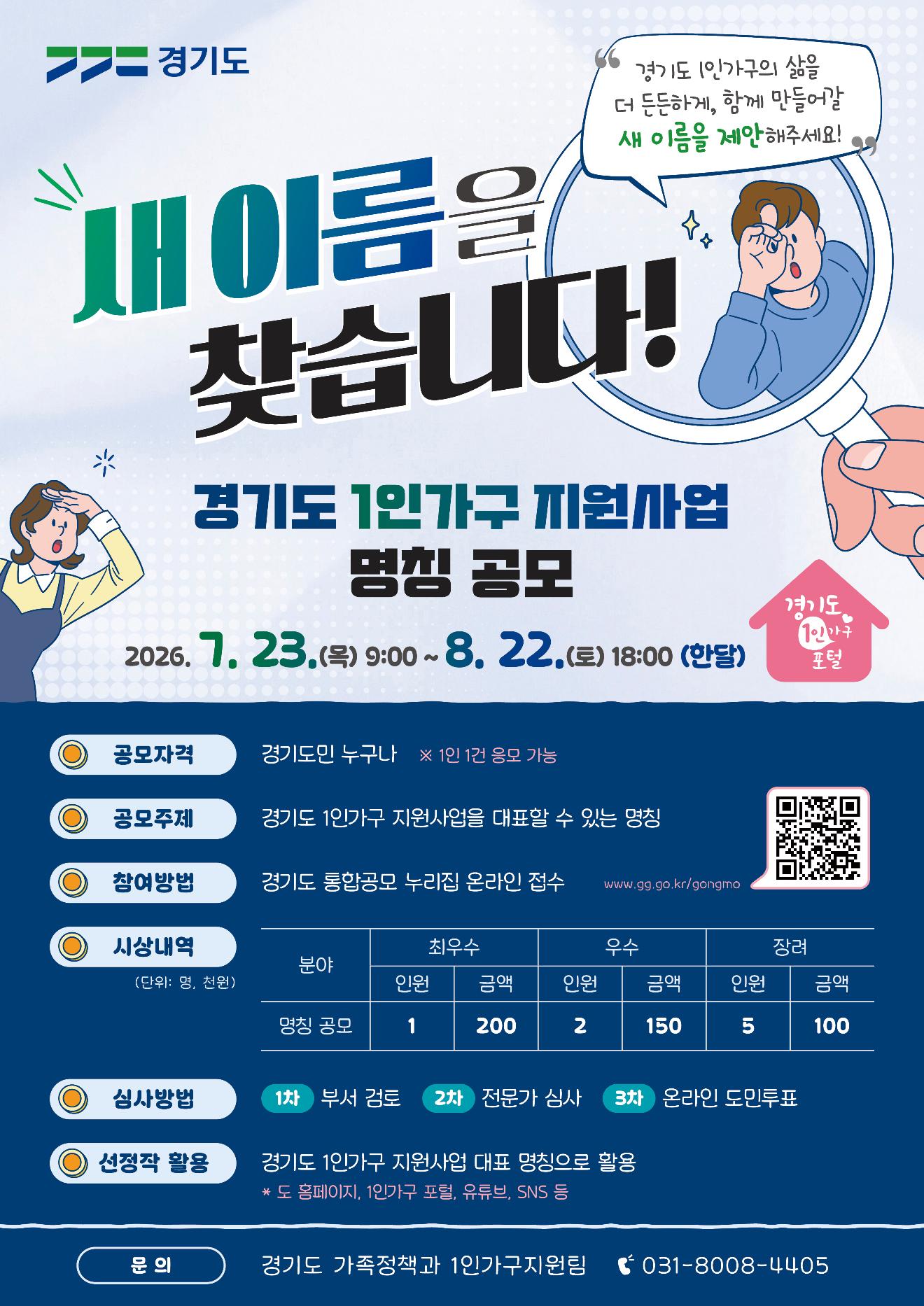 경기도 1인가구 지원 사업 명칭(네이밍) 공모