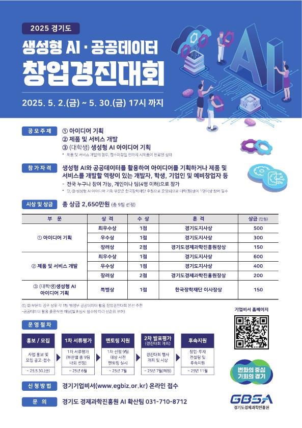 2025년 경기도 생성형AI·공공데이터 활용 창업경진대회