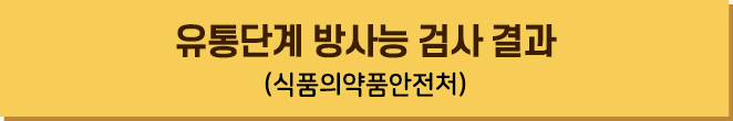 유통단계 방사능검사 결과(식품의약품안전처)
