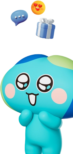 눈을 빛내는 봉공이와 선물 이모지들