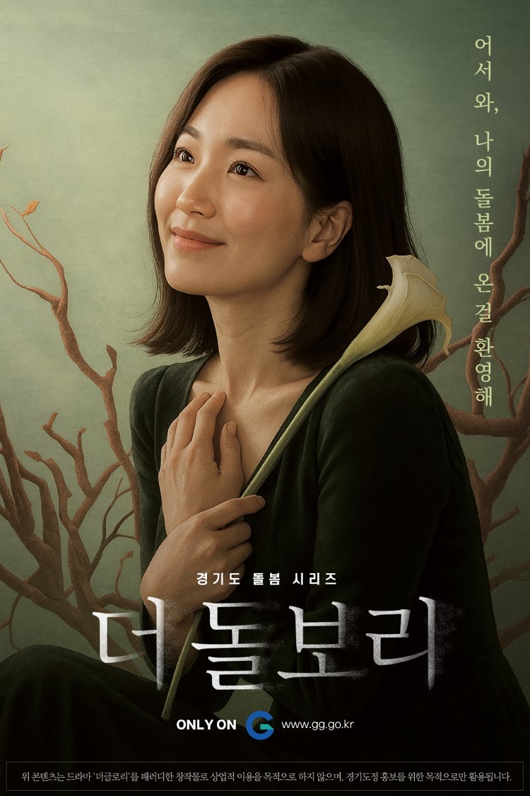(3) 돌봄정책 포스터: 어서 와, 나의 돌봄에 온 걸 환영해. 경기도 돌봄 시리즈 더 돌보리. 위 콘텐트츠는 드라마 '더글로리'를 패러디한 창작물로, 상업적 이용을 목적으로 하지 않으며 경기도청 홍보를 위한 목적으로만 활용됩니다.